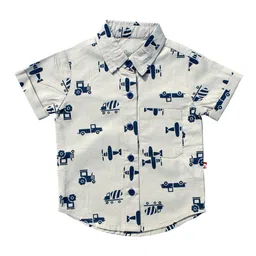 Nino Bambino Boys Grey Printed Organic Cotton Printed Sustainable Casual Shirt-image-25