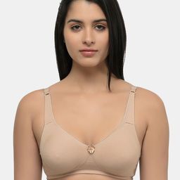 Inner Sense Beige Solid Organic Cotton Antimicrobial Sustainable  Seamless Side Support Bra ISB057-32