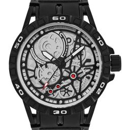 GIO COLLECTION Men Black Dial & Black Leather Textured Straps Analogue Watch G3049-01-27