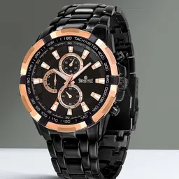 SWISSTYLE Men Brass Embellished Dial & Bracelet Style Straps Analogue Watch SS-GR06612-BLK-CH-49