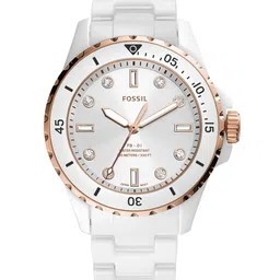 Fossil FB-01 Women White Dial Ceramic Bracelet Style Straps Analogue Watch CE1107-45