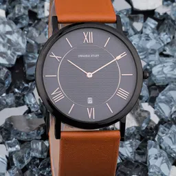 SWADESI STUFF Men Leather Straps Analogue Watch SF0520 BLACK 06 DATE-34
