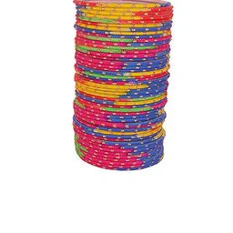 NMII Set of 48 Glitter Detailed Glossy Finished Alloy Bangles-picture-21