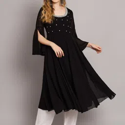 Poshak Hub Yoke Design Flared Sleeves Sequinned Georgette Anarkali Kurta-image-38