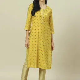 Rangriti Embroidered Round Neck Straight Kurta-image-77