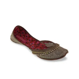 Fulkari Women Tan Ethnic Ballerinas Flats-picture-48