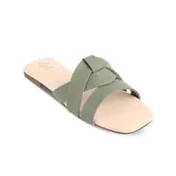 Tresmode Textured Open Toe Flats-9