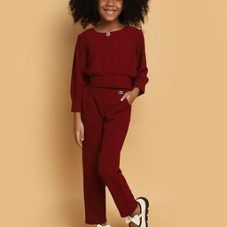 V-Mart Girls Round Neck Pure Cotton Top With Trousers-image-14