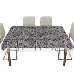 Kuber Industries Black Printed  6 Seater Dining Table Cloth Cover-46