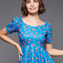 BAESD Floral Printed Puff Sleeve Peplum Top-image-79