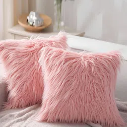 MONKDECOR Pink 2 Pieces Quirky Textured Square Cushion Covers-image-5