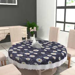 MONKDECOR Blue Floral Round 6-Seater Table Cover-image-18