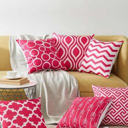 MODERN HOMES Pink Set of 6 Geometric Cushion Covers-10