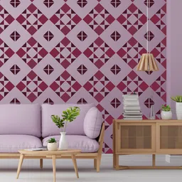 KAYRA DECOR Brown & White Seamless Triangles Design Stencil for Wall Painting-image-93