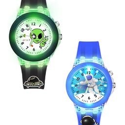 Spiky Kids Set Of 2 Printed Dial Analogue Multi Function Watch Combo_Space_Astro-6