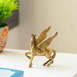 ExclusiveLane Gold-Toned Textured Flying Angel Horse Figurine Brass Showpiece-image-69