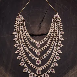 Kushal's Fashion Jewellery Copper Gold-Plated Cubic Zirconia Necklace image 4