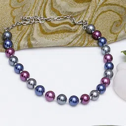 KARATCART Blue & Purple Beaded Necklace-41