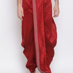 VASTRAMAY Men Maroon Embroidered Silk Blend Dhotis-47