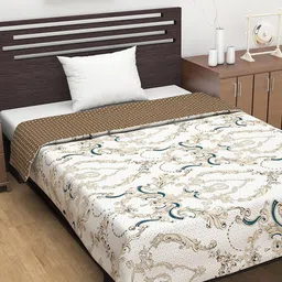 Divine Casa Beige & White Ethnic Motifs AC Room 120 GSM Single Bed Dohar-image-90