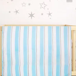 Baby Moo Blue & White Striped Heavy Winter 210 GSM Single Bed Blanket-89