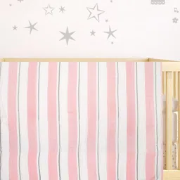 Baby Moo Pink & White Striped Heavy Winter 210 GSM Cotton Single Bed Blanket-61