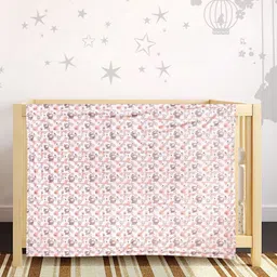 Baby Moo Pink & White Cartoon Characters Heavy Winter 210 GSM Single Bed Blanket-48