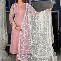 Varanga Floral Regular Thread Work Kurta with Trousers & Dupatta-33