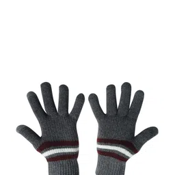 LOOM LEGACY Men Stripes Winter Acrylic Woolen Hand Gloves-image-40
