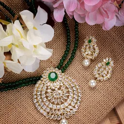 Saraf RS Jewellery GoldPlated Polki Studded With Beads Handcrafted Jewellery Set-54