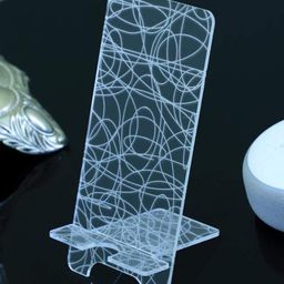DULI Transparent & White Printed Portable Mobile Stand Holder-43