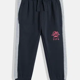 U.S. Polo Assn. Kids Boys Pure Cotton Joggers With Side Taping & Brand Logo Print Detail-picture-0