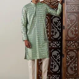 VASTRAMAY Ethnic Motifs Printed Mandarin Collar Kurta With Pyjamas-picture-41