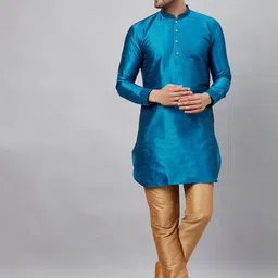 VASTRAMAY Mandarin Collar Regular Kurta With Trousers-picture-10