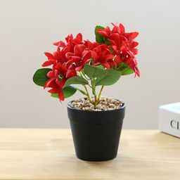 UMAI Red Trident Artificial Flower With Pot image 1