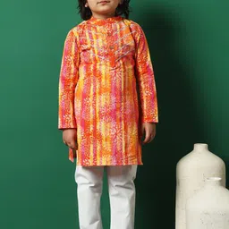 Readiprint Fashions Boys Floral Printed Regular Gotta Patti Pure Cotton Kurta with Pyjamas-14