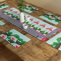SEJ by Nisha Gupta Set of 7 Printed Table Runner & Placemats-31
