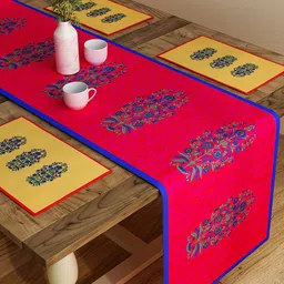 SEJ by Nisha Gupta Red Set of 7 Table Placemats & Runner-19