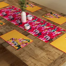 SEJ by Nisha Gupta  Pack Of 6 Red Floral-Printed Table Runners-11