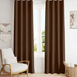 HOMEMONDE Brown Set of 2 Black Out Long Door Curtain-picture-52