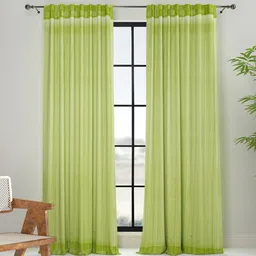 Fabindia Green Striped Window Cotton Curtain-image-20