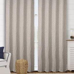 Saral Home Grey Set of 2 Geometric Black Out Door Curtain-22