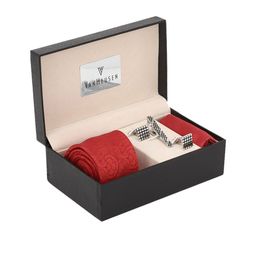 Van Heusen Men Red & Silver-Toned Pocket Square Tie Cufflink & Tie Pin Accessory Gift Set-picture-25