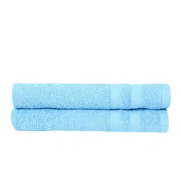 Cantabil Pack Of 2 Solid Blue 400 GSM Cotton Hand Towels-48