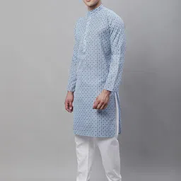 SOJANYA Floral Printed Cotton Linen Kurta With Churidar-image-88
