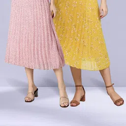 NUEVOSDAMAS Pack of 2 Floral Printed Georgette Midi Skirts-picture-18