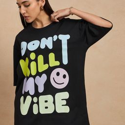 COLOR CAPITAL Women Typography Printed Round Neck Cotton Oversized T-shirt-image-26