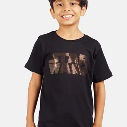 Star Wars by Wear Your Mind Boys Black Cotton Typography Print T-shirt-image-92