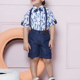 Aj DEZInES Boys Printed Pure Cotton Shirt with Shorts-image-76