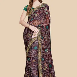 Rani Saahiba Bandhani Printed Embroidered Bandhani Saree-picture-41